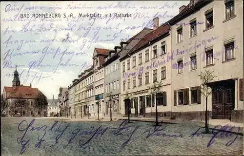 Ak Ronneburg in Thüringen, Marktplatz mit Rathaus