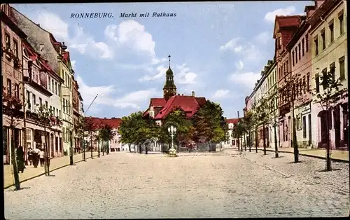 Ak Ronneburg in Thüringen, Markt mit Rathaus