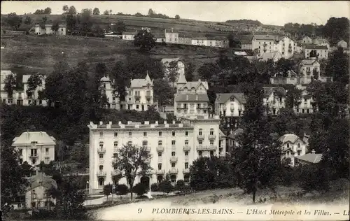 Ak Plombières les Bains Lothringen Vosges, L'Hôtel de Metropole et les Villas