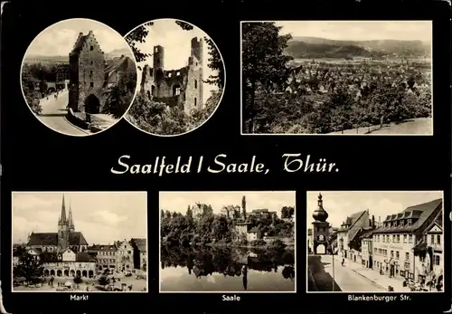 Ak Saalfeld an der Saale Thüringen, Markt, Saale, Blankenburger Straße, Ruine