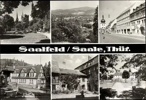 Ak Saalfeld an der Saale Thüringen, Puschkinpark, Blankenburger Tor, Schloss, Klosterhof