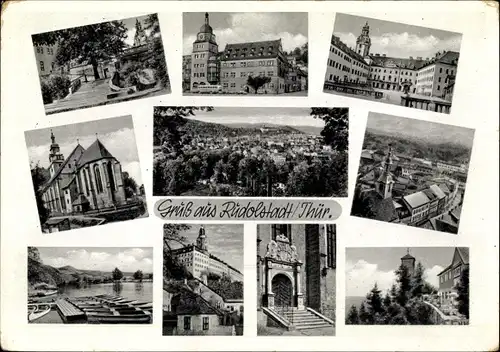 Ak Rudolstadt in Thüringen, Panorama, Teilansichten, Kirche, Schloss Heidecksburg