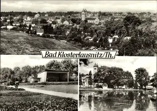 Ak Bad Klosterlausnitz in Thüringen, Panorama, Park mit Bühne, Schwanenteich
