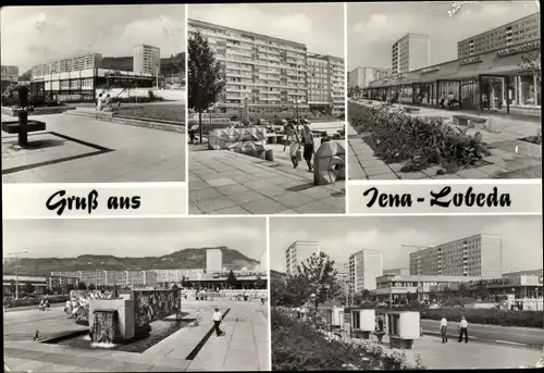 Ak Jena in Thüringen, Lobeda, Neubausiedlung, Wasserspiel