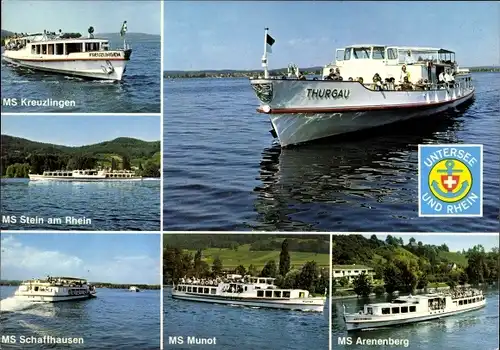 Ak Schiffe, MS Kreuzlingen, MS Stein am Rhein, MS Schaffhausen, MS Munot, MS Arenenberg