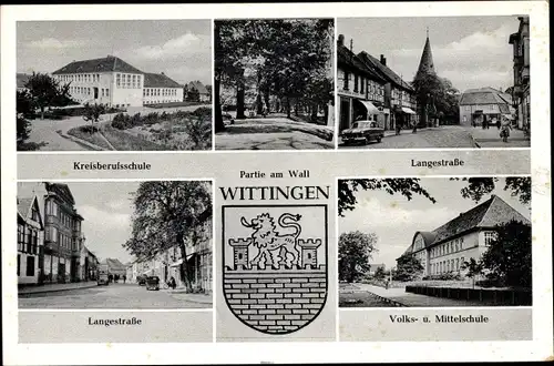 Ak Wittingen in Niedersachsen, Langestraße, Kreisberufsschule, Volks- und Mittelschule