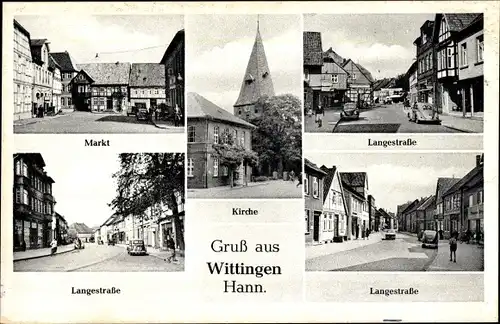 Ak Wittingen, Markt, Kirche, Langestraße, Fußgänger