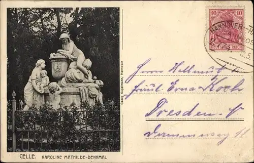 Ak Celle in Niedersachsen, Karoline Mathilde-Denkmal