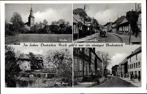 Ak Bad Bodenteich in der Lüneburger Heide, Alte Burg, Kirche, Hauptstraße, Neustädterstraße