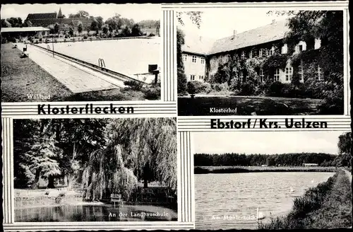 Ak Ebstorf in der Lüneburger Heide, Klosterflecken, Waldbad, Mühlenteich, Landbauschule, Klosterhof