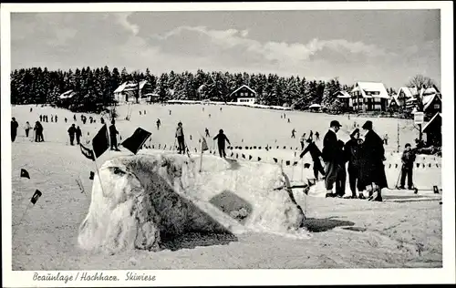 Ak Braunlage im Oberharz, Skiwiese, Winter