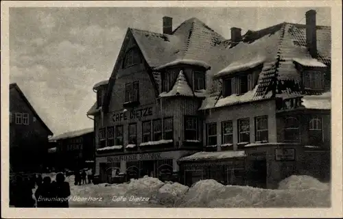 Ak Braunlage im Oberharz, Cafe Dietze, Winter