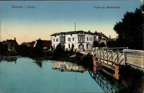 Ak Munster an der Örtze, Partie am Mühlenteich