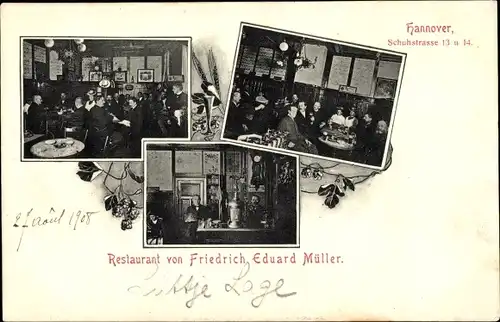 Ak Hannover in Niedersachsen, Restaurant von Friedrich Eduard Müller, Schuhstr. 13 u. 14