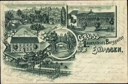 Mondschein Litho Eldagsen Springe am Deister, Lauenstein's Berggarten, Spiessburger Steg