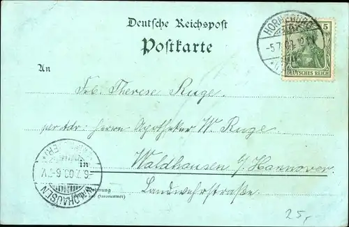 Mondschein Litho Horneburg in Niedersachsen, Mayor von Düring Haus, Langestraße, Rittergut, Molkerei