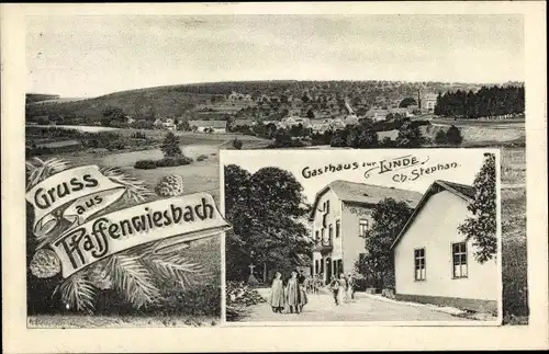 Ak Pfaffenwiesbach Wehrheim im Taunus Hessen, Panorama, Gasthaus zur Linde