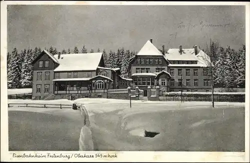 Ak Festenburg Altenau Schulenberg Clausthal Zellerfeld im Oberharz, Eisenbahnheim, Winter