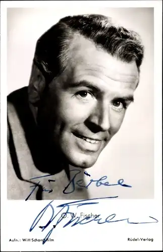 Ak Schauspieler Otto Wilhelm Fischer, Portrait, Autogramm, Ein Herz spielt falsch