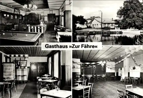 Ak Burgwall Zehdenick Oberhavel, Gasthaus Zur Fähre, Innenansichten, Außenansicht