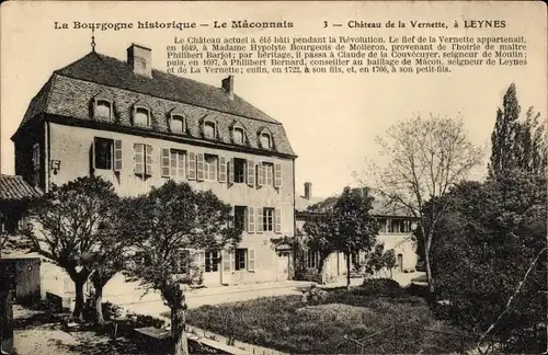 Ak Mâcon Saône-et-Loire, Historisches Burgund, Chateau de la Vernette, in Leynes