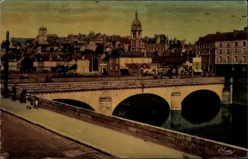 Ak Le Mans Sarthe, Pont Gambetta und Blick auf die Altstadt