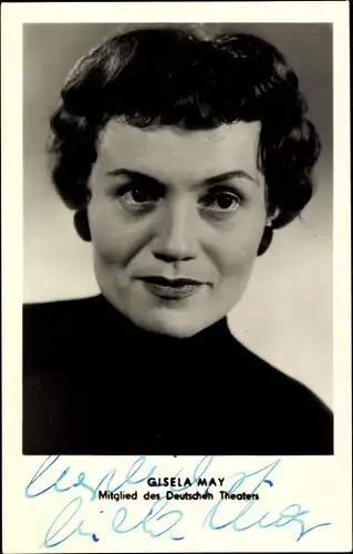 Ak Schauspielerin Gisela May, Mitglied des Deutschen Theaters, Portrait, Autogramm