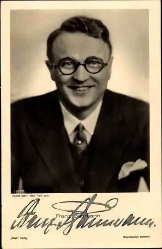 Ak Schauspieler Franz Baumann, Portrait, Autogramm, Ross 5915/1