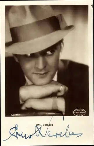 Ak Schauspieler Ernst Verebes mit Hut, Amag Iris Verlag 6008, Autogramm