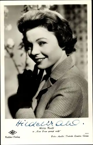 Ak Schauspielerin Hilde Krahl in Eine Frau genügt nicht, Portrait, Autogramm