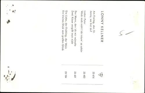 Ak Sängerin Lonny Kellner, Portrait, Autogramm, Polydor Schallplatten
