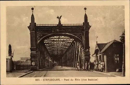 Ak Straßburg Straßburg Elsass Bas-Rhin, Rheinbrücke