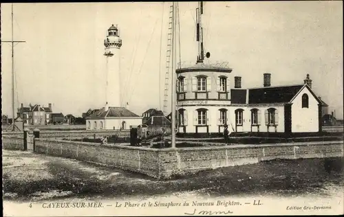 Ak Cayeux sur Mer Somme, Le Phare et le Semaphore du nouveau Brighton