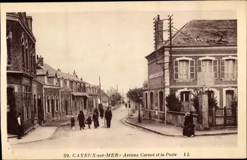 Ak Cayeux sur Mer Somme, Avenue Carnot und das Postamt