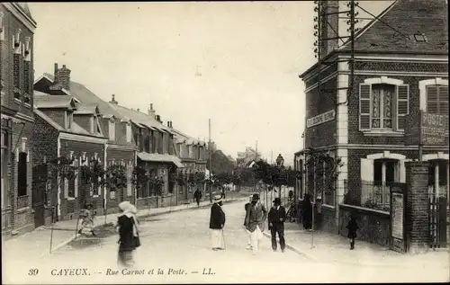 Ak Cayeux sur Mer Somme, Rue Carnot und das Postamt