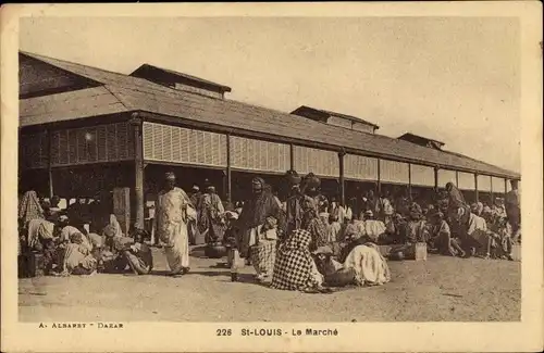 Ak Saint Louis Senegal, Markt, Markthalle