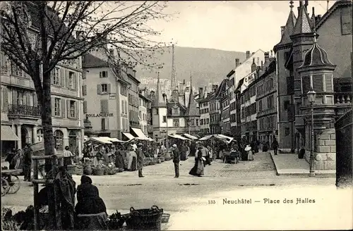 Ak Neuchâtel Kanton Neuenburg, Place des Halles