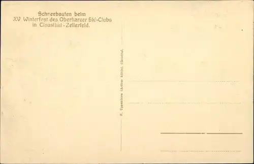 Ak Clausthal Zellerfeld im Oberharz, Schneebauten beim XV. Winterfest des Ski-Clubs, Hund, Katze