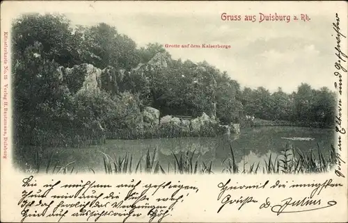 Relief Ak Duisburg im Ruhrgebiet, Grotte auf dem Kaiserberge