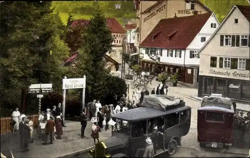 Ak Bad Herrenalb im Schwarzwald, Hotel Sonne, Hotel Post, Autoverkehr