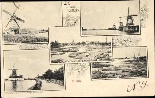 Ak Zandvoort Nordholland Niederlande, Panorama, Molen, De Zaan Streek