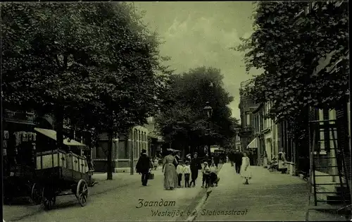 Ak Zaandam Zaanstad Nordholland, Westzijde b. d. Stationsstraat