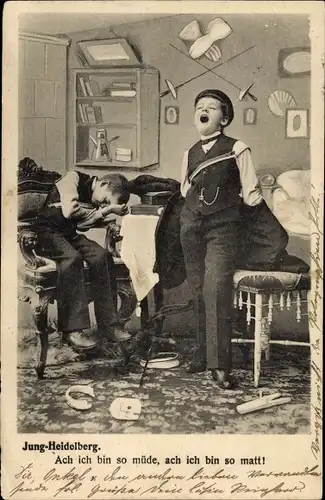 Studentika Ak Jung-Heidelberg, Junge Studenten, Ach ich bin so müde, ach ich bin so matt...