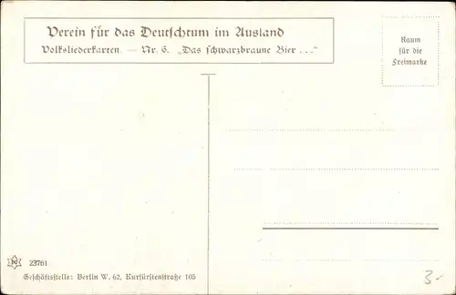 Studentika Künstler Ak Das schwarzbraune Bier das trink ich so gerne, Wirtshausszene