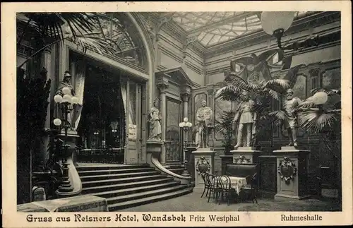 Ak Hamburg Wandsbek, Reisners Hotel, Ruhmeshalle, Innenansicht