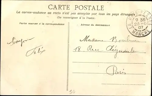 Ak Folligny Manche, Eingang des Bourg