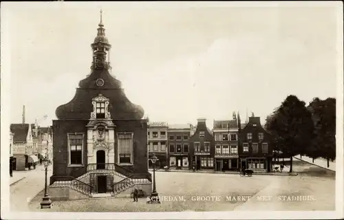 Ak Schiedam Südholland Niederlande, Rathaus, Markt
