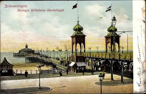 Ak Scheveningen Den Haag Südholland, Koningin Wilhelmina Wandelhoofd