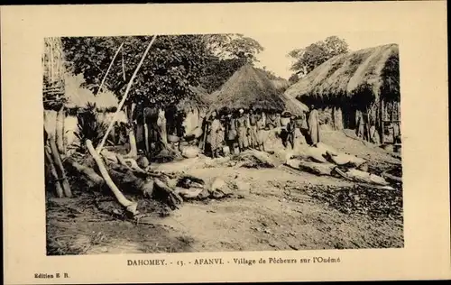 Ak Dahomey Benin, Afanvi, Fischerdorf am Oueme