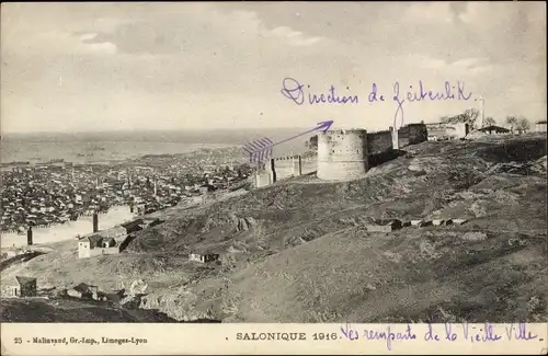 Ak Thessaloniki Griechenland, Blick auf die Stadt im Jahre 1916